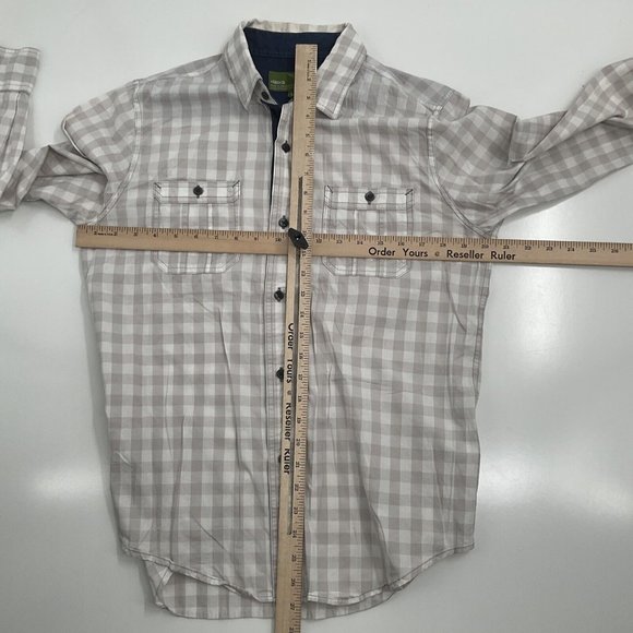 Hlaska Men’s Button Up  Cotton LS Shirt Checks Medium M Made in USA Cali Rare - Picture 4 of 8